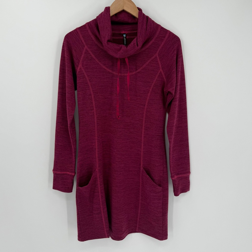 KÜHL‎ Léa Dress Burgundy Cowl Neck Long Sleeve Pockets Size Small